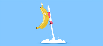 A banana taped to a launching rocket.
