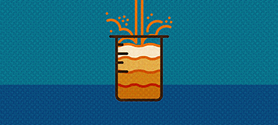 Urine pours into a beaker from above showing various shades of orange against a blue background.