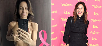 A topless image of Julia Bradbury pre-mastectomy.