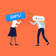 Two-people-fight-texting-with-chat-bubbles-on-their-heads