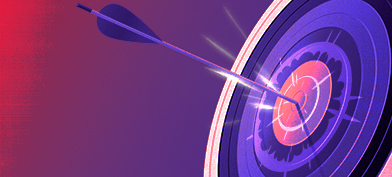 An arrow with sparks coming out of it hits a bullseye dead in the center. 