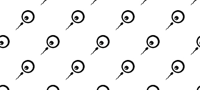 A black sperm swimming towards a human egg repeats across a white background.