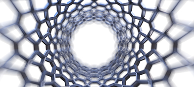 A look down the center of a grey stent against a white background.