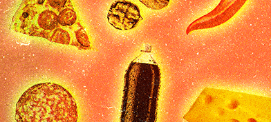 Multiple foods that are bad for your prostate are highlighted in yellow against an orange background.