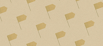 A pattern of dark beige flags repeat against a light beige surface.