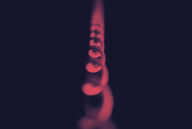 tight red spiral descending on navy background