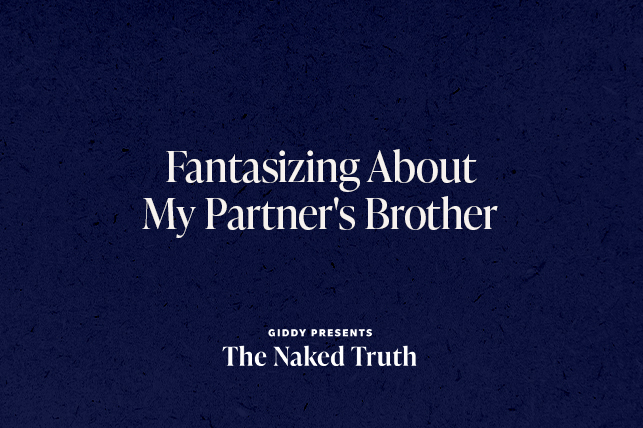 A blue background has written on it Fantasizing about My Partner's Brother in white writing.