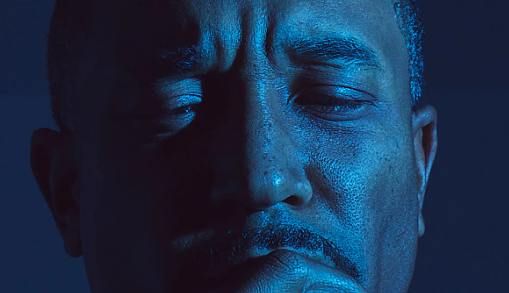 Person in blue light